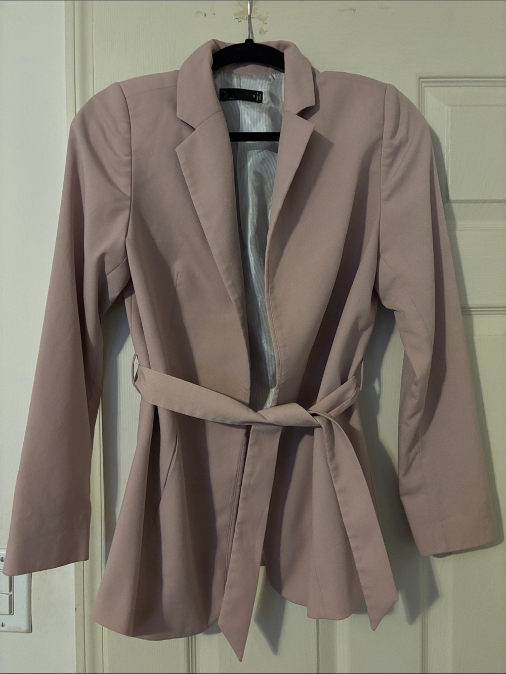 nOir Jewelry Blush Tie-Waist Blazer Jacket
